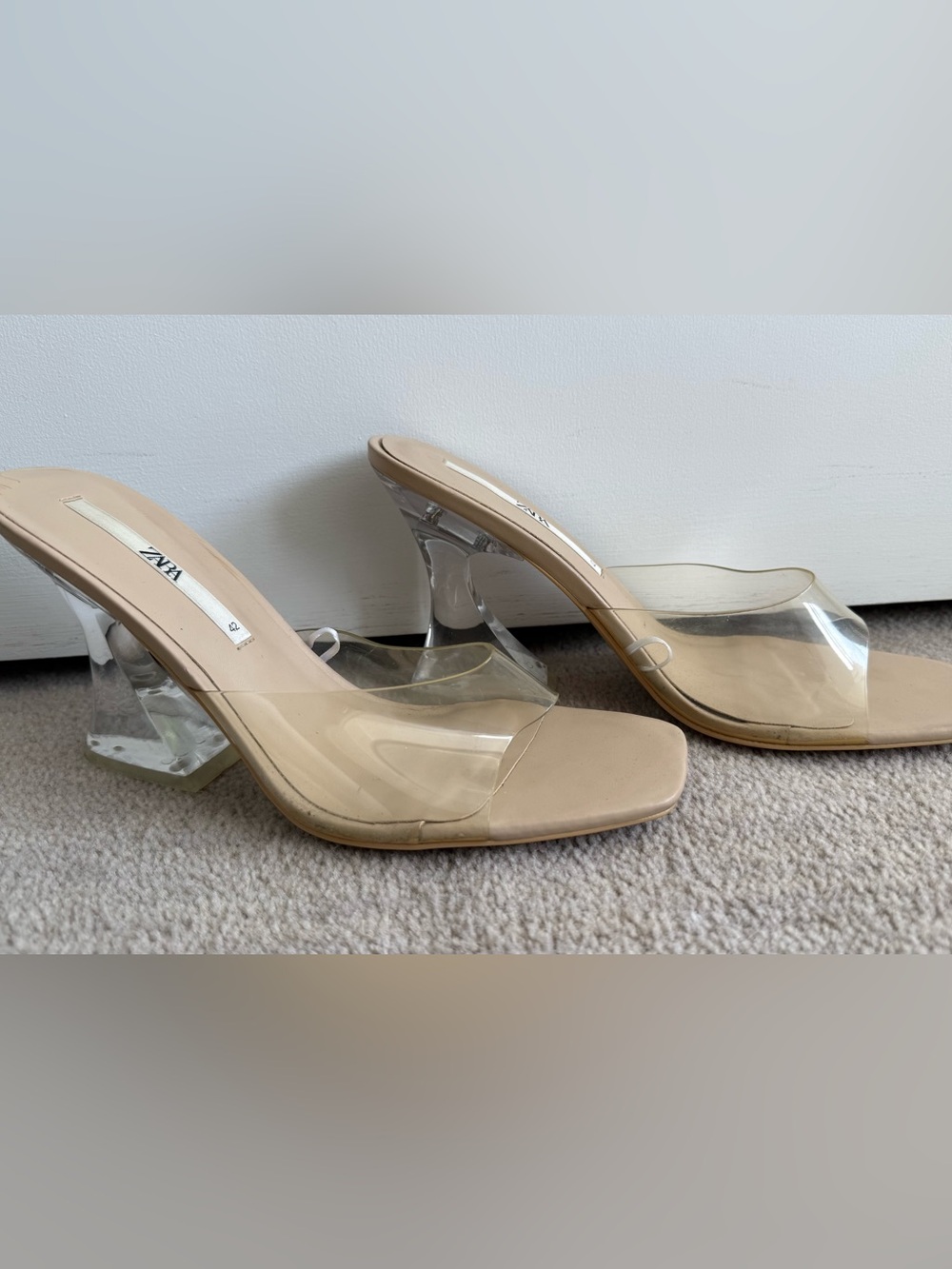 Zara Beige Clear PVC Mule Heels